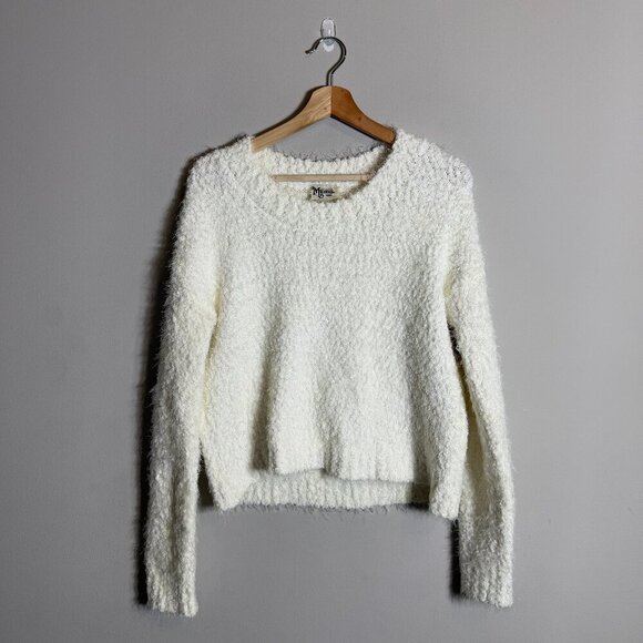 NWOT Show Me Your Mumu Cropped Varsity Sweater Knubby Knit Women's Small Cream - Picture 3 of 12